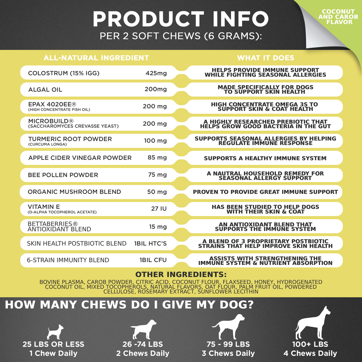 Allergy & Immune Support Chews for Dogs (Coconut & Carob Flavor)