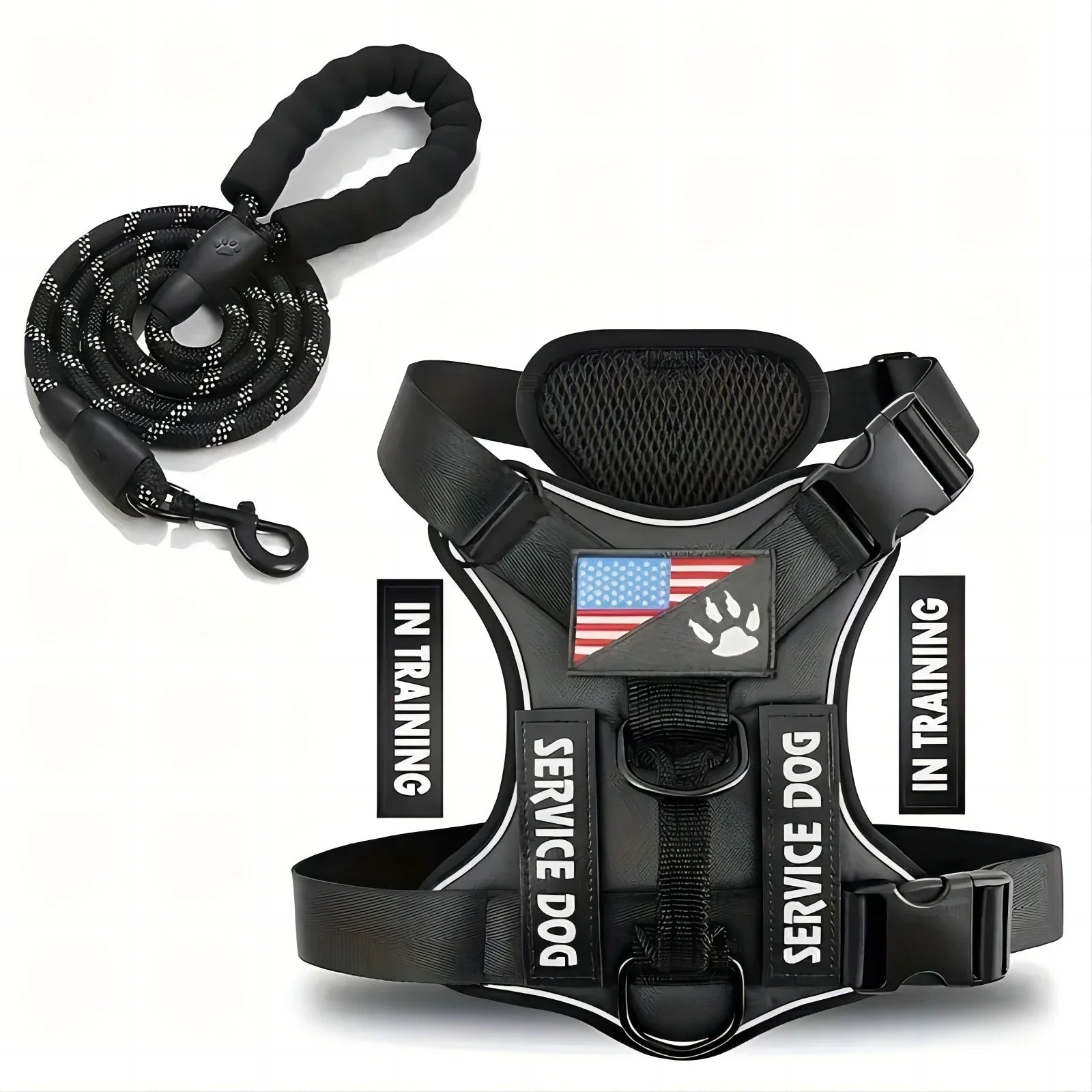 Dog Harness And Leash Set, Escape Proof No Pull Dog Vest Harness With Reflective Dog Walking Traction Rope