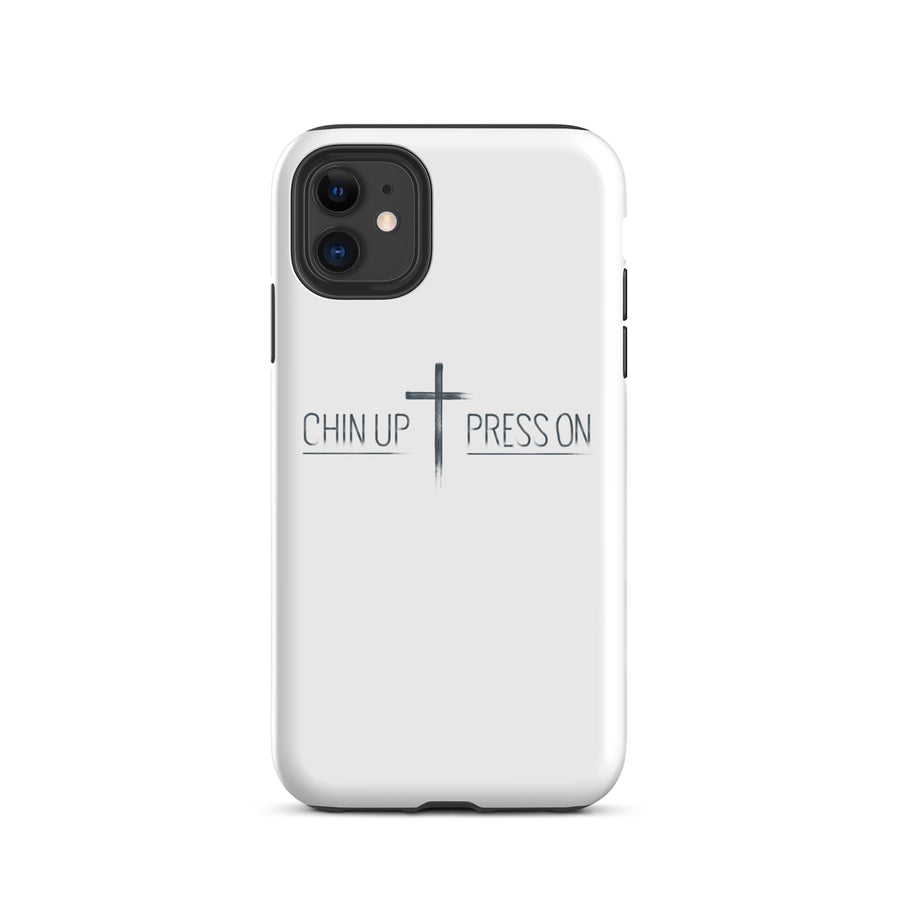 Tough Case for iPhone® featuring CHIN UP ✝ PRESS ON